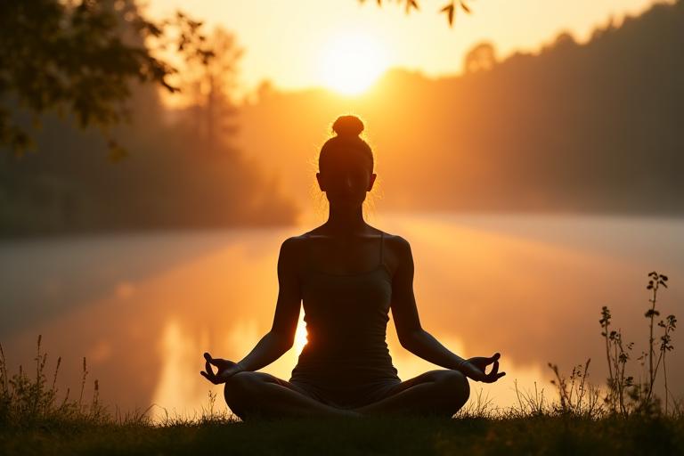Person meditating in a natural setting