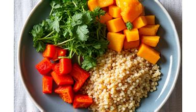 Healthy plate with colorful vegetables