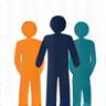 Icon depicting community support with a group of people forming a circle.