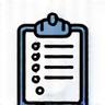 Icon depicting a personalized plan with a checklist and gear (customization).